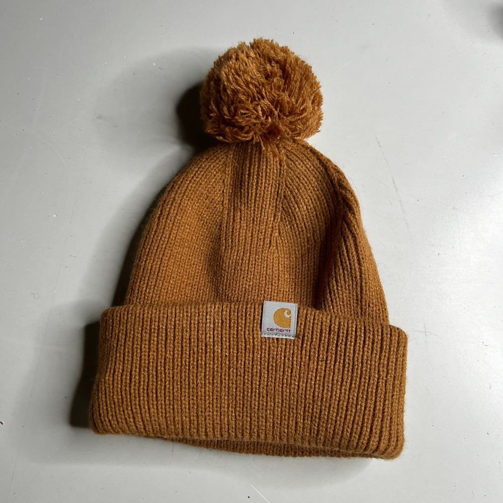 Carhartt Brown Knit Pom-Pom‎ Beanie Hat AH6003-W One Size OS BRN
